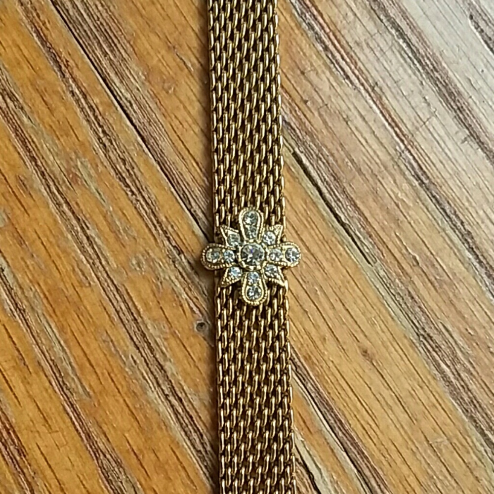 ON HOLD Vintage Flat Gold Bracelet With Faux Diamond